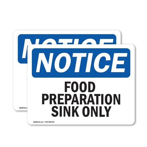 Signmission Food Preparation Sink Only, 10 in W x Rectangle, Vinyl Decal OS-2PACK-NS-D-710-L-12835 - main